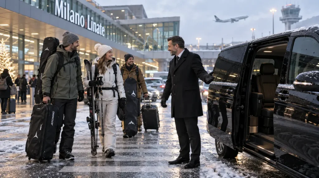 Milan Linate Airport ski transfers Private ski transfer at Milan Linate Airport